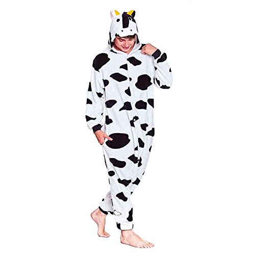 Pijamas Enteros de Animales Adultos Unisex (Tallas de Adultos S a L) Disfraz Vaca Mono Enterizo Adulto Carnaval Fiestas【Talla L】