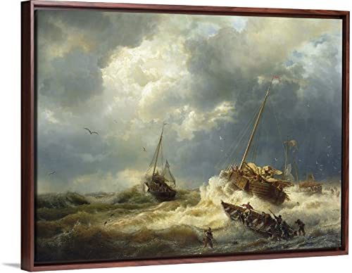 Pintar por Numeros para Adultos Niños Pintura por Números con Pinceles y Pinturas — Barcos en una tormenta en la costa holandesa, por Andreas Achenbach