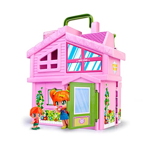 Pinypon - Casa Rosa Maletín, casita de muñecas Plegable Grande, con Muchas Habitaciones Diferentes y Accesorios de la Vida Diaria, para Montar una Ciudad de minimuñecas, +4 años, Famosa (700017012)