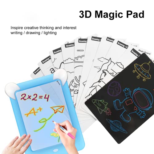 Pizarra Magica Juguete para Niños 2 3 4 5 6 años Tableta de Dibujo 3D Magico Iluminosa con Luce LED Juegos Educativo Infantil Creativo Regalo Juguete para Niños