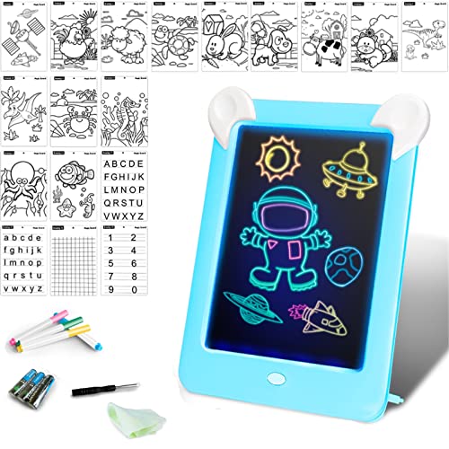 Pizarra Magica Juguete para Niños 2 3 4 5 6 años Tableta de Dibujo 3D Magico Iluminosa con Luce LED Juegos Educativo Infantil Creativo Regalo Juguete para Niños