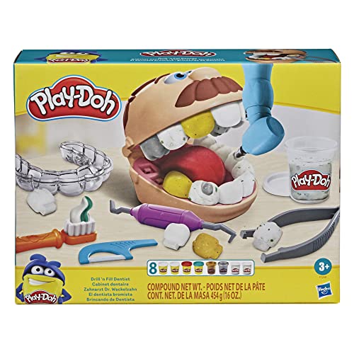 Play-Doh Juguete El Dentista Bromista niños a Partir 3 años con 8 Botes, no tóxico, Colores Surtidos