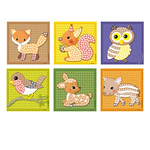 PlayMais Mosaic Little Forest Kit de Manualidades para niñas y niños de 3 años+ | 2300 Piezas y 6 Plantillas de mosaicos con Animales del Bosque | estimula la Creatividad y Las Habilidades motoras