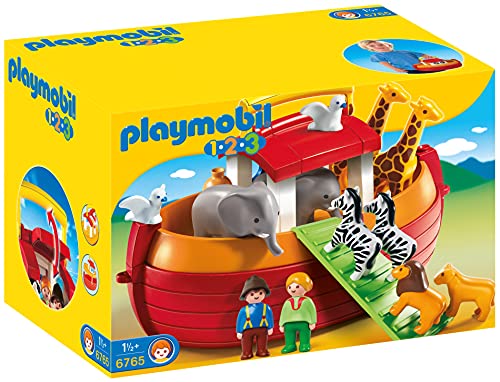 PLAYMOBIL 1.2.3 Playset Maletín, Arca De Noé, Multicolor, 18M+ (6765) + 1.2.3 Autobús, A Partir De 1.5 Años (6773)
