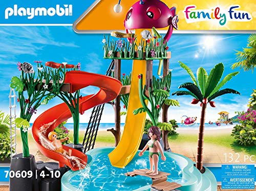 PLAYMOBIL Family Fun 70609 Parque Acuático con Tobogán, para Jugar con Agua, Juguete para niños a Partir de 4 años