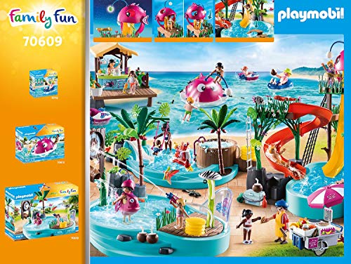 PLAYMOBIL Family Fun 70609 Parque Acuático con Tobogán, para Jugar con Agua, Juguete para niños a Partir de 4 años
