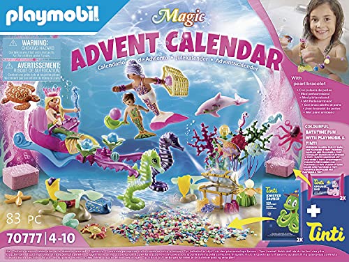 PLAYMOBIL Magic Calendario de Adviento Sirenas diversión en el baño, A partir de 4 años (70777)