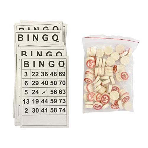 POHOVE Juego de mesa de bingo de madera, juego de mesa de bingo con 40 tarjetas de números y 75 tarjetas de madera de ajedrez, obturador de bingo para familiares, amigos, grandes fiestas de grupo