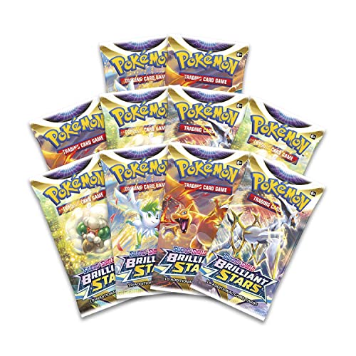 Pokémon, Juego de Cartas coleccionables Pokémon TCG: Escudo y Espada 9 Cajas de Entrenador de élite Astros Brillantes | Juego de Cartas | 2 Jugadores | A Partir de 6 años | Más de 10 Minutos de Juego