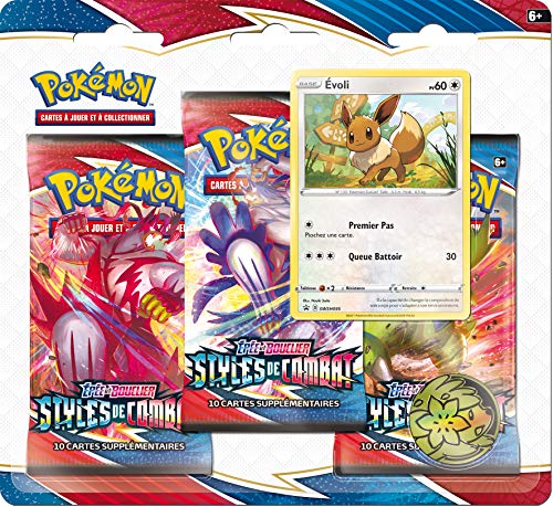 Pokemon - Pack de 3 boosters (Modelo Aleatorio) – Espada y Escudo, Estilo de Combate (EB05) – Juego de Mesa – Juego de Cartas coleccionables Multicolor