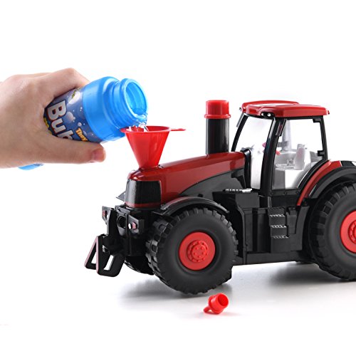 Prextex Bump & Go Tractor Agrícola Sopla Burbujas con Luces Sonidos y Acción Divertido Juguete y Regalo para Niños