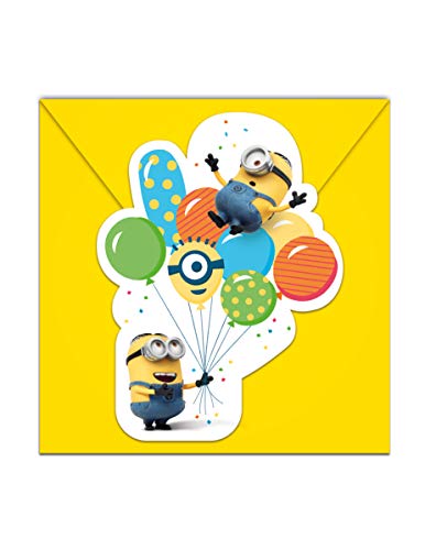 Procos Minions Ballon Party Einladungskarten 6Stk Versión en alemán]
