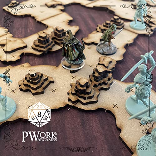 Pwork Wargames The Cave (La Cueva) - 3D Tactical maps Rpg Fantasy Dungeon Tiles - Mapas tácticos 3D modulares de MDF 3 mm