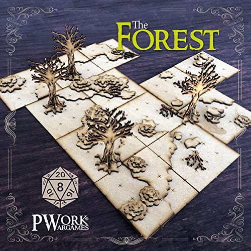 Pwork Wargames The Forest (El Bosque) - 3D Tactical maps Rpg Fantasy Dungeon Tiles - Mapas tácticas 3D modulares de MDF 3 mm