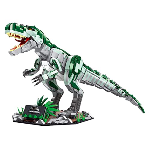 QLJBFU Juguetes de Bloques de construcción de Dinosaurios, 2086+Piezas Kit de Bloques de construcción de Dinosaurios Spinosaurus con luz, Modelo de la Serie Mundial Jurassic, Compatible con Legos,
