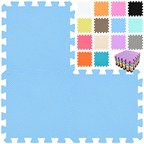 qqpp Alfombra Puzzle para Niños Bebe Infantil - Suelo de Goma EVA Suave. 18 Piezas (30 * 30 * 1cm), Azul.QQC-Gb18N
