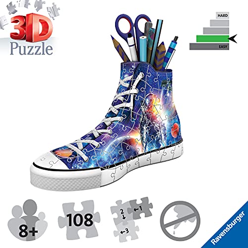 Ravensburger Puzzle 3D 11251 Zapatillas de astronautas en el Espacio – Práctico Soporte para bolígrafos – 108 Piezas – Organizador de Escritorio para niños a Partir de 8 años