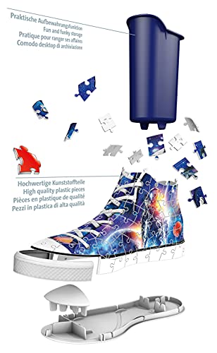 Ravensburger Puzzle 3D 11251 Zapatillas de astronautas en el Espacio – Práctico Soporte para bolígrafos – 108 Piezas – Organizador de Escritorio para niños a Partir de 8 años