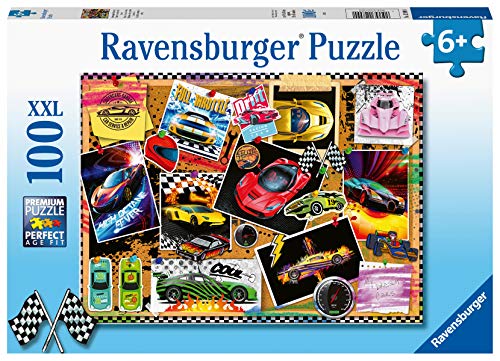 Ravensburger Puzzle, Carreras de coches, Puzzle 100 Piezas XXL, Puzzles para Niños, Edad Recomendada 6+, Rompecabeza de Calidad