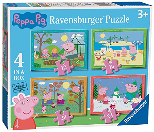Ravensburger Puzzle, Peppa Pig, 4 Puzzle in a Box, Puzzles para Niños, Edad Recomendada 3+, Rompecabeza de Calidad