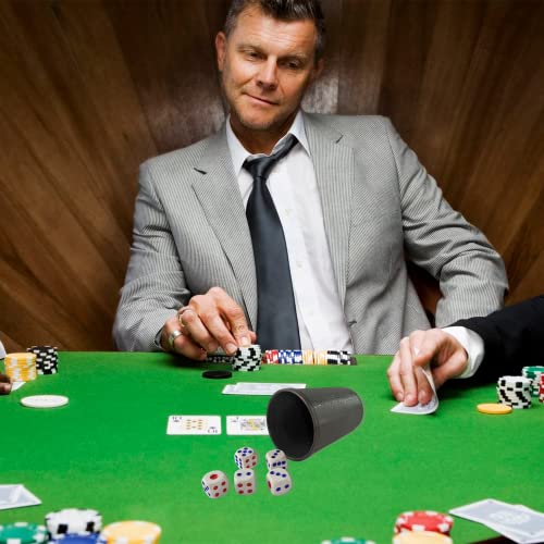 Raxint Cubo para Póker con Juego de Dados y Cubilete de Plástico, Juego de Mesa o Juego con Barajas de Cartas de Póker o Española, Incluye Caja