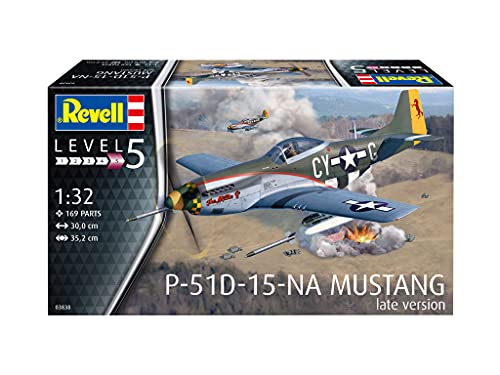 Revell 03838 P-51 D Mustang-Kit de Modelo, Escala 1:32, Color sin barnizar