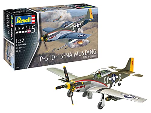 Revell 03838 P-51 D Mustang-Kit de Modelo, Escala 1:32, Color sin barnizar