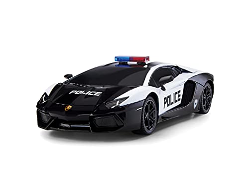 Revell- RC Scale Car Lamborghini Aventador Police, Mando a distancia GHz para diestros / zurdos, iluminación frontal, 1:24, 19,9 cm Coche teledirigido, Negro (24663)