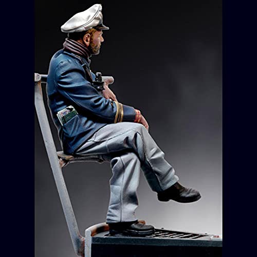 Risjc 1/18 Modelo de Figura de Resina sentada del capitán de Submarino de la Segunda Guerra Mundial, Kit en Miniatura sin Montar y sin Pintar // N0495