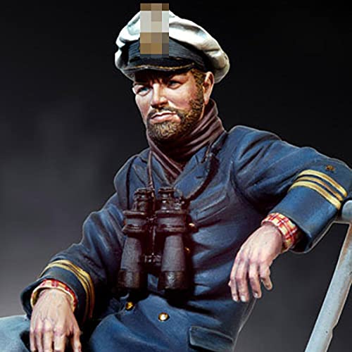 Risjc 1/18 Modelo de Figura de Resina sentada del capitán de Submarino de la Segunda Guerra Mundial, Kit en Miniatura sin Montar y sin Pintar // N0495