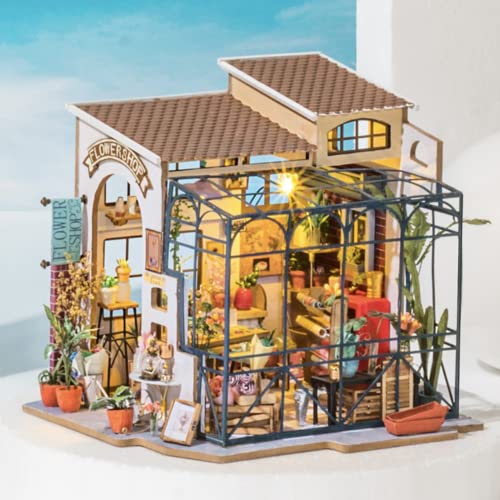 Robotime Emilys Flower Shop Casa de muñecas en Miniatura, Multicolor, Talla única