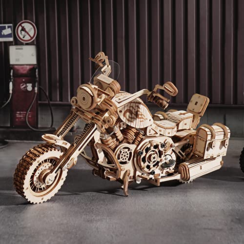 ROKR Puzzle 3D Madera Adultos Maquetas de Madera para Construir Engranajes Mecánicos Motocicleta de Crucero, Cruiser Motorcycle