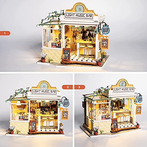 Rolife DIY Casas de Muñecas Miniaturas Madera para Montar Barra de Musica Miniature House Maquetas para Construir Adultos Niñas y Niños 14 Años de Edad hasta, 149 Piezas, Light Music Bar