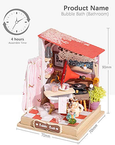 Rolife DIY Casas de Muñecas Miniaturas Madera para Montar Miniature House Maquetas Escala 1:24 para Construir Adultos Niñas y Niños 14 Años de Edad (Bubble Bath Bathroom)