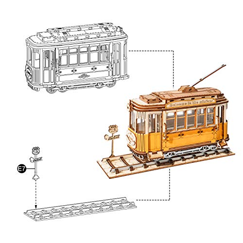 Rolife Puzzle 3D Madera Tranvía Maquetas para Montar para Construir Adultos Niñas, Tramcar