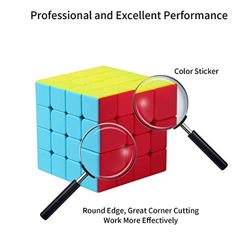 ROXENDA Cubo de Velocidad 4x4 Speed Cube 60mm - Torneado Suave y Rápido: Sólido, Duradero y Stickerless, Gira más Rápido Que el Original (4x4x4)