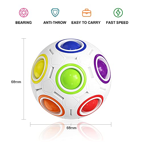 ROXENDA Rainbow Ball Magic Ball, Juego de Habilidad Bola de Rompecabezas - Cerebro Teaser y Bola de Estrés para Niños y Adultos (Blanco)