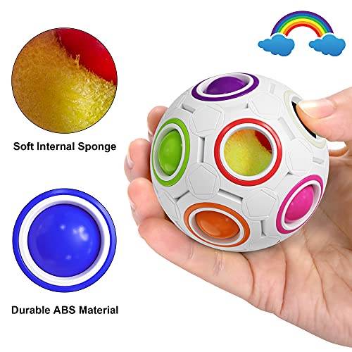 ROXENDA Rainbow Ball Magic Ball, Juego de Habilidad Bola de Rompecabezas - Cerebro Teaser y Bola de Estrés para Niños y Adultos (Blanco)