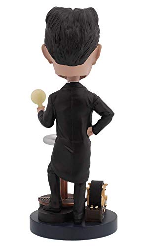 Royal Bobbles - Muñeco cabezón de Nikola Tesla - con Bombilla Que Brilla en la Oscuridad