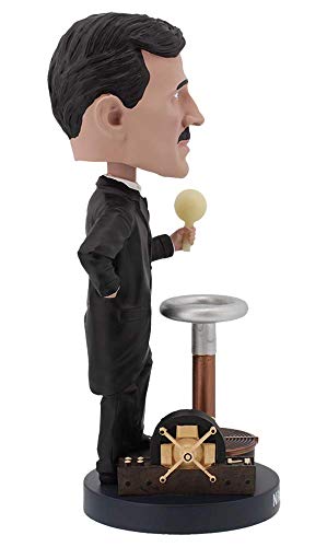 Royal Bobbles - Muñeco cabezón de Nikola Tesla - con Bombilla Que Brilla en la Oscuridad