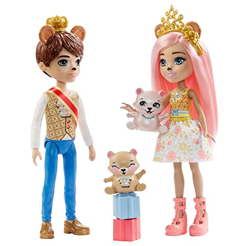 Royal Enchantimals Bonita Bear y Bannon Bear Pack 2 muñecos oso con mascotas, accesorios y ropa de gala (Mattel GYJ07)