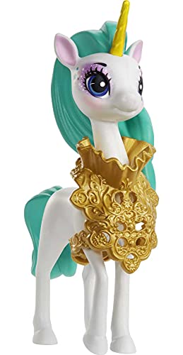 Royal Enchantimals Reina Unity y Stepper, muñeca unicornio con mascota articulada de juguete (Mattel GYJ13)
