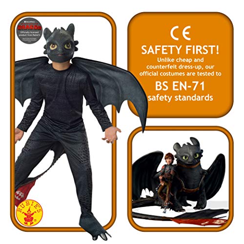 Rubies 610103_S - Disfraz de dragón "Toothless" para niños, negro, talla S (3-4 años)