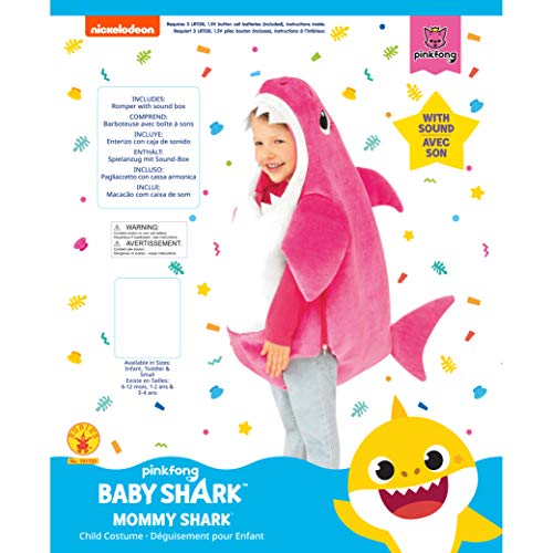 Rubies Disfraz oficial de mamá tiburón para niños, reproduce la melodía de tiburón, tamaño infantil de 6 meses a 1 año