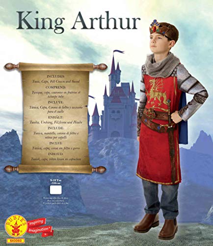 Rubies Merlin Disfraz oficial del Rey Arturo, para la semana del libro, para niños de 9 a 10 años, multicolor, 9-10 (640060