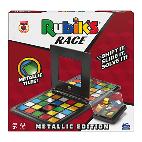 Rubik's Carrera, edición metálica clásica de Rompecabezas de Ritmo rápido para Dos Jugadores, Juego de Mesa para niños y Adultos a Partir de 7 años (Spin Master 6063274)