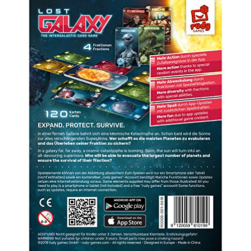 Rudy Games - Lost Galaxy 2019 – el Juego intergálactico de Cartas- Juego Interactivo para niño de 8 años en adelante y Adultos