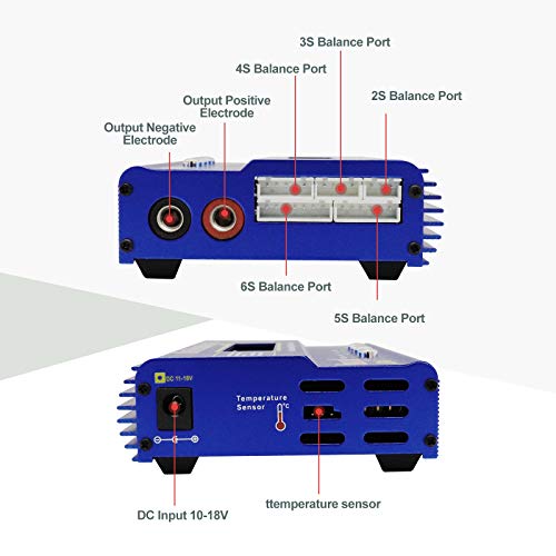 RUIZHI Cargador LiPo de 80 W 6A balance profesional cargador de alta potencia para LiPo/Li-Ion/LiFe (1-6S), NiMH/NiCd (1-15S), cargador RC de LED con fuente de alimentación