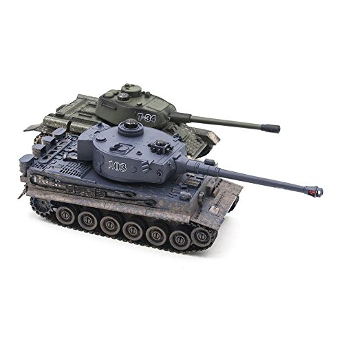 S-idee® 01919 2 tanques Battle 1:28 German Tiger T-34 con sistema de lucha por infrarrojos integrado 2,4 GHz RC R/C Tanque teledirigido Tanque de cadena 1:24, nuevo 99824