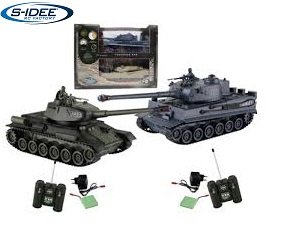 S-idee® 01919 2 tanques Battle 1:28 German Tiger T-34 con sistema de lucha por infrarrojos integrado 2,4 GHz RC R/C Tanque teledirigido Tanque de cadena 1:24, nuevo 99824